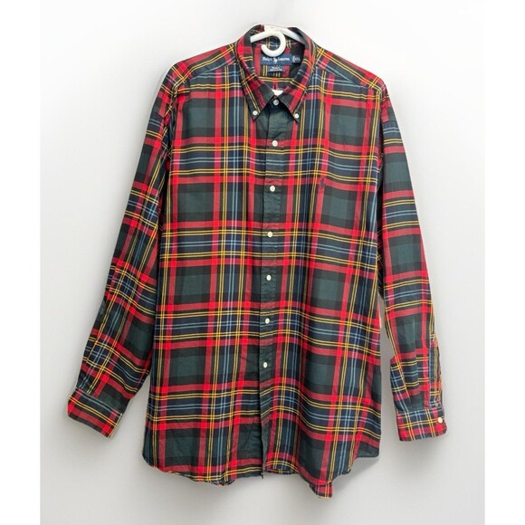 POLO RALPH LAUREN Plaid Checkered Button Down Shirt XXL RED BLUE GREEN PONY - Picture 1 of 9